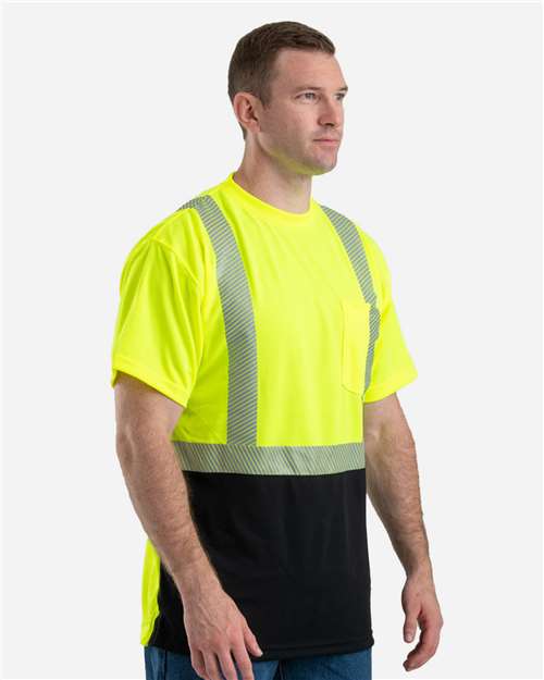 Men's Hi-Vis Class 2 Color Blocked Pocket T-Shirt – On Model – Side