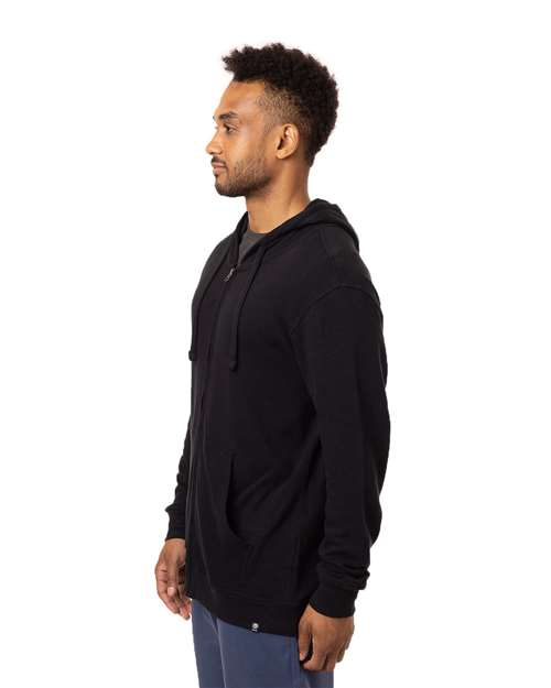 Unisex Hemp Hero Full-Zip Hooded Sweatshirt – On Model – Side