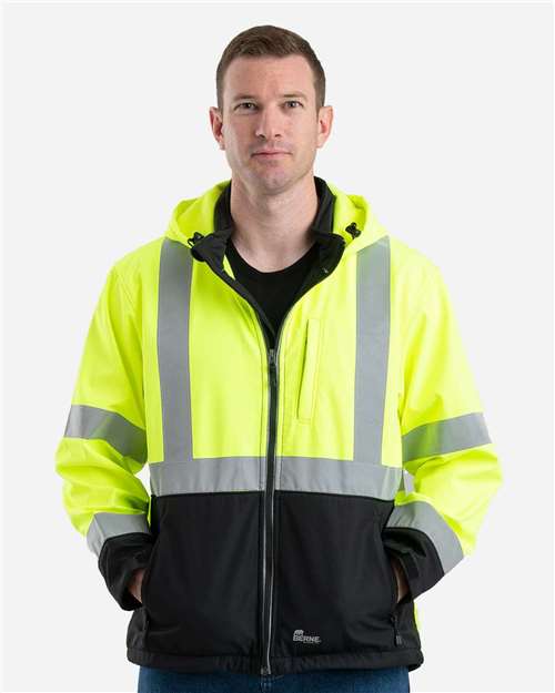 Men's Tall Hi-Vis Class 3 Hooded Soft Shell Jacket