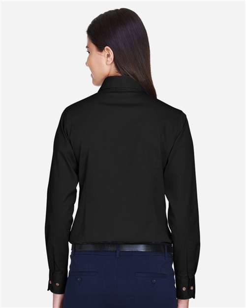 Women's Easy Blend™ Twill Dress Shirt with Stain-Release – On Model – Back