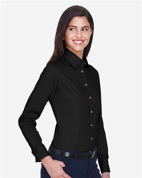 Women's Easy Blend™ Twill Dress Shirt with Stain-Release – On Model – Side