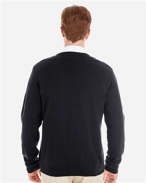 Men's Pilbloc™ V-Neck Button Cardigan Sweater – On Model – Back