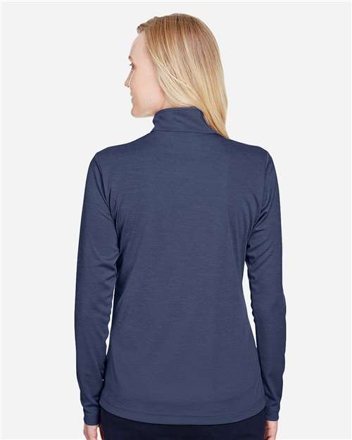Women's Zone Sonic Heather Performance Quarter-Zip Pullover – On Model – Back