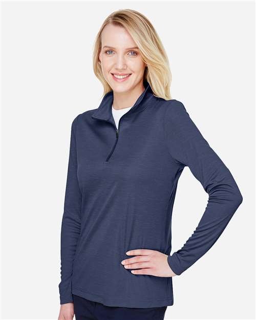 Women's Zone Sonic Heather Performance Quarter-Zip Pullover – On Model – Side