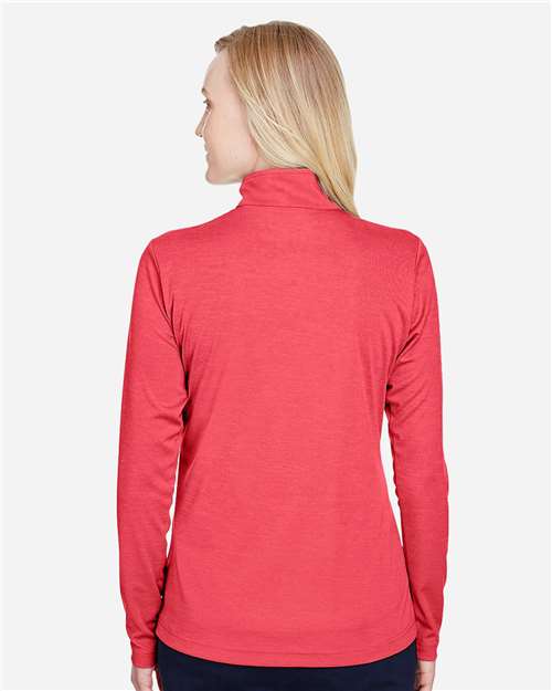 Women's Zone Sonic Heather Performance Quarter-Zip Pullover – On Model – Back