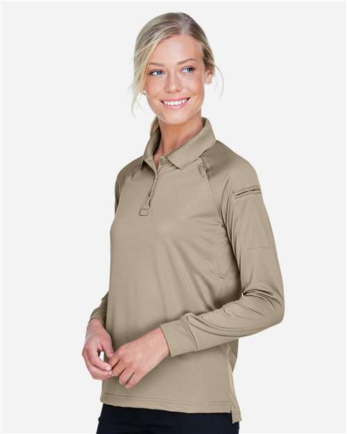 Women's Advantage Long Sleeve Tactical Polo – On Model – Side