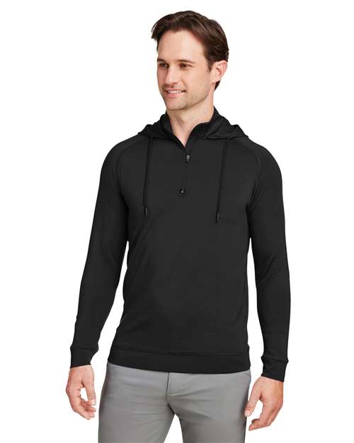 Unisex Vandyke Quarter-Zip Hooded Pullover – On Model