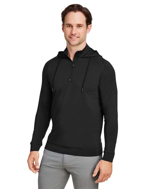 Unisex Vandyke Quarter-Zip Hooded Pullover – On Model – Side