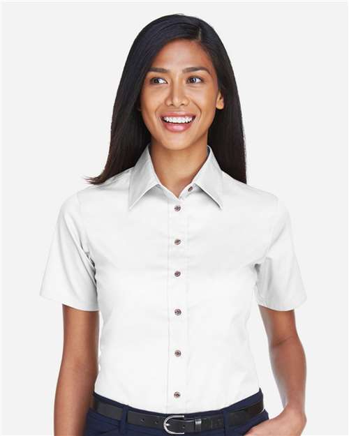 Women's Easy Blend™ Short Sleeve Twill Dress Shirt with Stain-Release