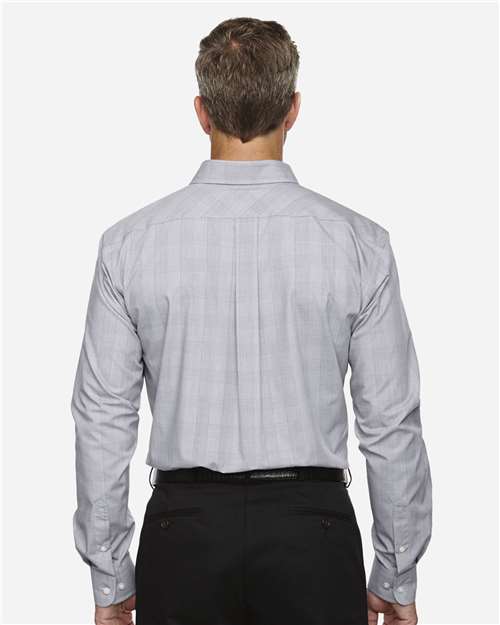 Men's Crown Collection® Glen Plaid Woven Dress Shirt – On Model – Back