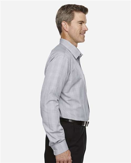 Men's Crown Collection® Glen Plaid Woven Dress Shirt – On Model – Side