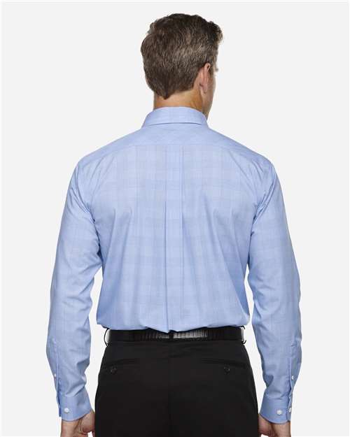Men's Crown Collection® Glen Plaid Woven Dress Shirt – On Model – Back