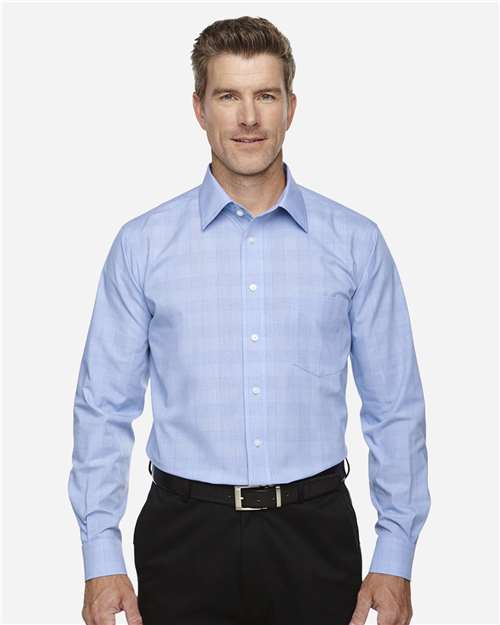Men's Crown Collection® Glen Plaid Woven Dress Shirt – On Model