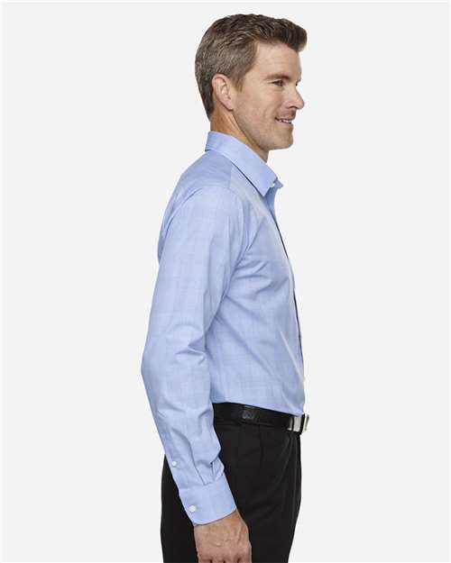 Men's Crown Collection® Glen Plaid Woven Dress Shirt – On Model – Side