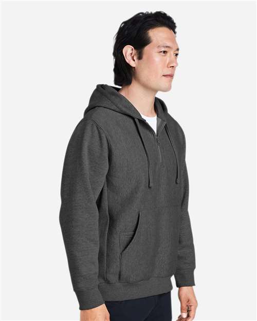 Unisex Zone HydroSport™ Heavyweight Quarter-Zip Hooded Sweatshirt – On Model – Side