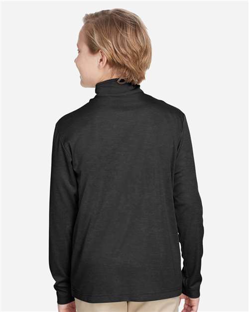 Youth Zone Sonic Heather Performance Quarter-Zip Pullover – On Model – Back