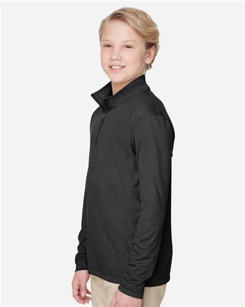 Youth Zone Sonic Heather Performance Quarter-Zip Pullover – On Model – Side