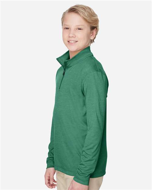 Youth Zone Sonic Heather Performance Quarter-Zip Pullover – On Model – Side