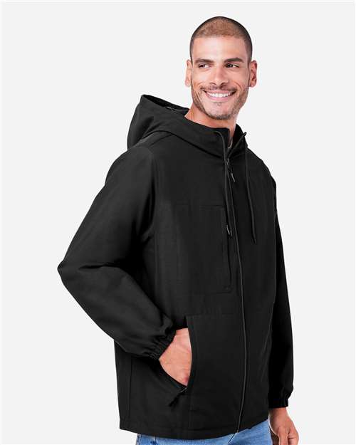 Unisex Flex Twill Hooded Jacket – On Model – Side
