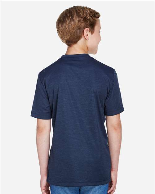 Youth Sonic Heather Performance T-Shirt – On Model – Back