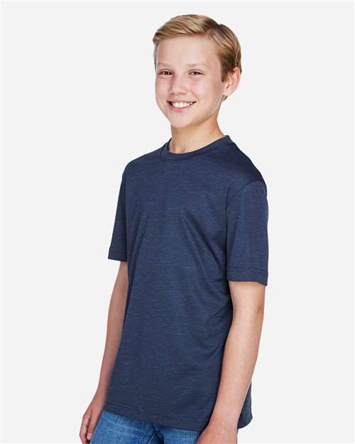 Youth Sonic Heather Performance T-Shirt – On Model – Side