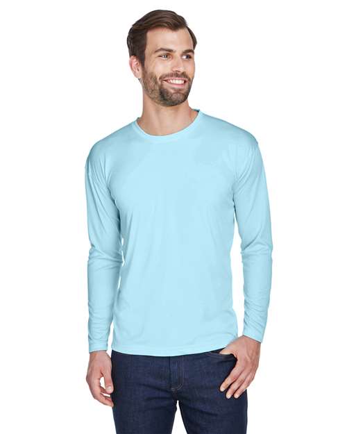 Men's Cool & Dry Sport Long Sleeve Performance Interlock T-Shirt – On Model – Side