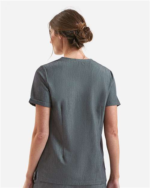 Women's Invincible V-Neck Stretch Scrub Top – On Model – Back