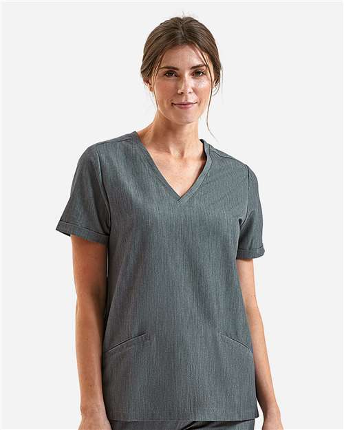 Women's Invincible V-Neck Stretch Scrub Top – On Model