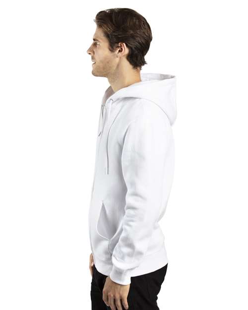 Unisex Fleece Full-Zip Hooded Sweatshirt – On Model – Side