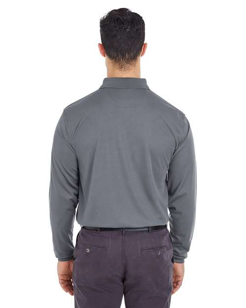 Men's Cool & Dry Long Sleeve Mesh Piqué Polo – On Model – Back