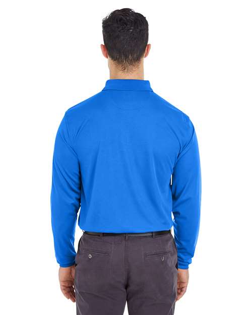Men's Cool & Dry Long Sleeve Mesh Piqué Polo – On Model – Back