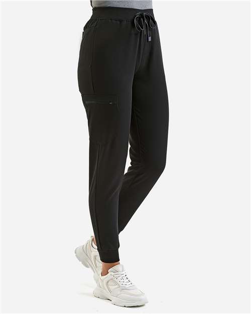 Women's Energized Stretch Jogger Scrub Pants – On Model – Side