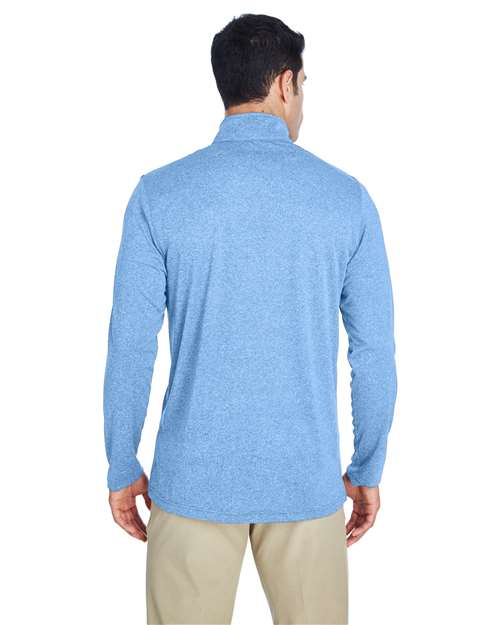 Men's Cool & Dry Heathered Performance Quarter-Zip Pullover – On Model – Back