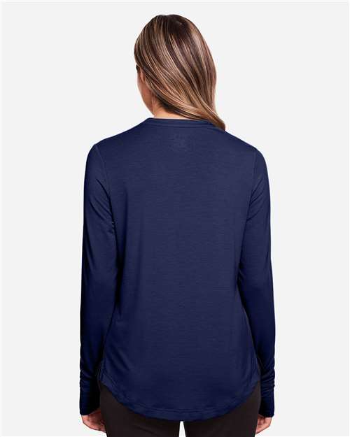 Women's JAQ Stretch Performance V-Neck Snap Pullover – On Model – Back