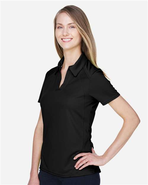Women's Recycled Polyester Performance Pique Polo – On Model – Side