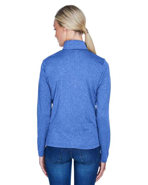 Women's Cool & Dry Heathered Performance Quarter-Zip Pullover – On Model – Back