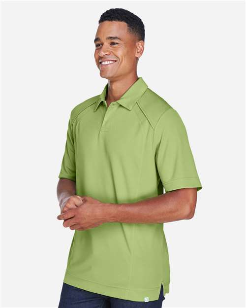 Men's Recycled Polyester Performance Pique Polo – On Model – Side