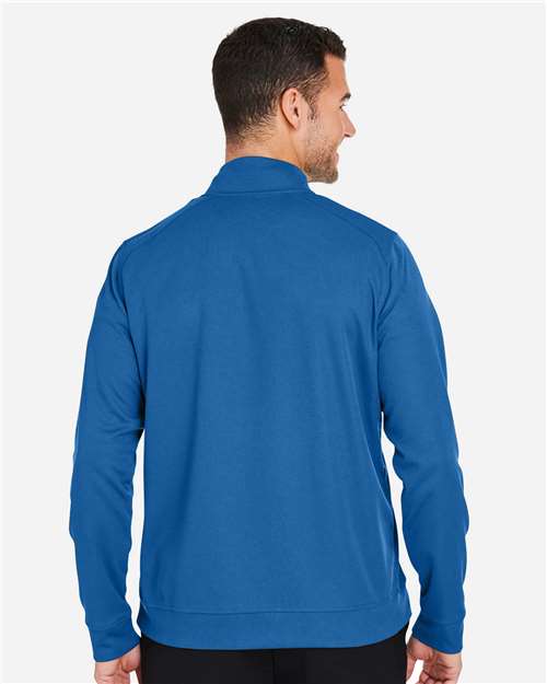 Men's Express Tech Performance Pique Quarter-Zip Pullover – On Model – Back