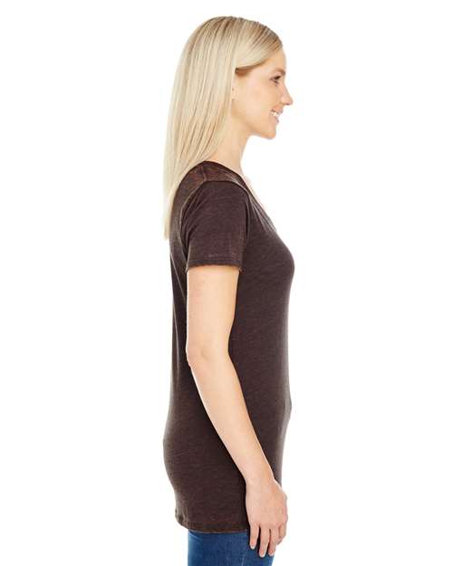 Women's Cross Dye V-Neck T-Shirt – On Model – Side