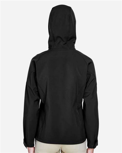 Women's Prospect Two-Layer Fleece Bonded Soft Shell Hooded Jacket – On Model – Back