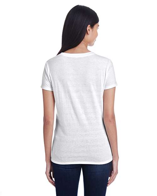 Women's Invisible Stripe V-Neck T-Shirt – On Model – Back