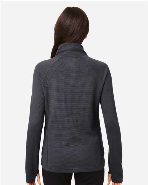 Women's Rhythm Waffle Cross-Neck Pullover – On Model – Back