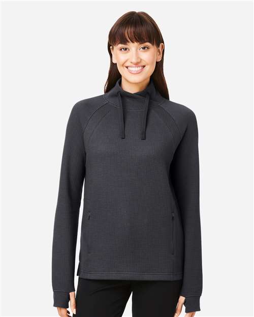 Women's Rhythm Waffle Cross-Neck Pullover – On Model