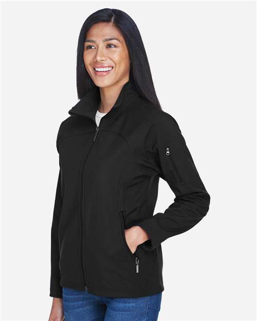 Women's 3-Layer Fleece Performance Soft Shell Jacket – On Model – Side