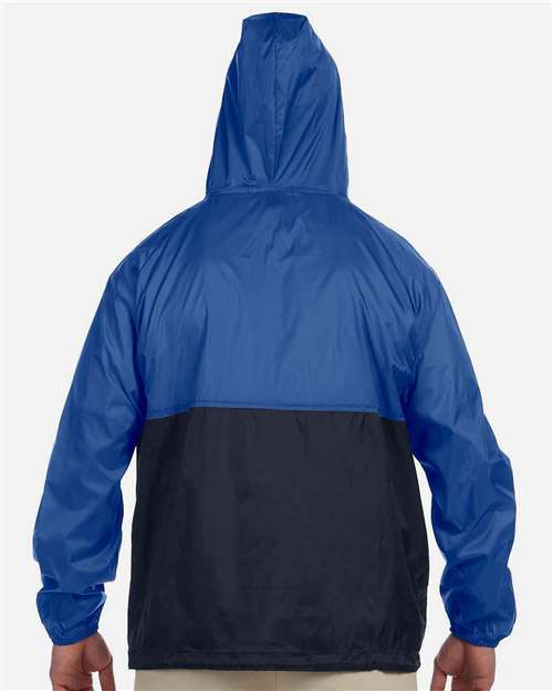 Men's Packable Hooded Nylon Jacket – On Model – Back