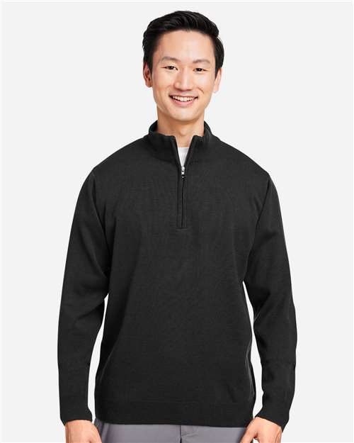 Unisex Pilbloc™ Quarter-Zip Pullover Sweater – On Model
