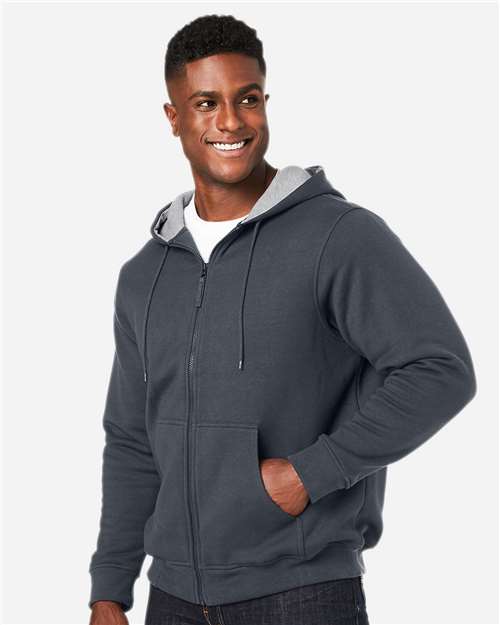 Unisex Tall ClimaBloc™ Lined Heavyweight Hooded Sweatshirt – On Model – Side