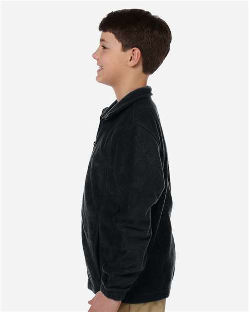 Youth Full-Zip Fleece – On Model – Side