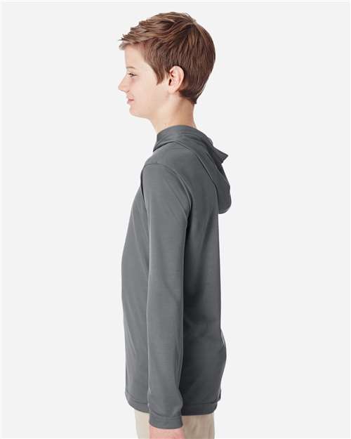 Youth Zone Performance Hooded Long Sleeve T-Shirt – On Model – Side