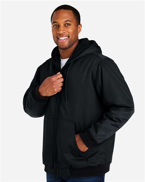 Unisex Tall ClimaBloc® Heavyweight Hooded Full-Zip Jacket – On Model – Side